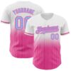 Custom White Pinstripe Light Blue-Pink Authentic Fade Fashion Baseball Jersey