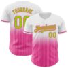 Custom White Pinstripe Neon Green-Pink Authentic Fade Fashion Baseball Jersey