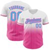 Custom White Pinstripe Sky Blue-Pink Authentic Fade Fashion Baseball Jersey