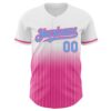 Custom White Pinstripe Sky Blue-Pink Authentic Fade Fashion Baseball Jersey