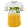 Custom White Pinstripe Kelly Green-Gold Authentic Fade Fashion Baseball Jersey