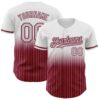 Custom White Pinstripe Gray-Crimson Authentic Fade Fashion Baseball Jersey