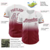Custom White Pinstripe Gray-Crimson Authentic Fade Fashion Baseball Jersey
