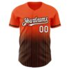 Custom Orange Pinstripe White-Brown Authentic Fade Fashion Baseball Jersey