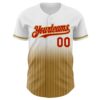 Custom White Pinstripe Red-Old Gold Authentic Fade Fashion Baseball Jersey