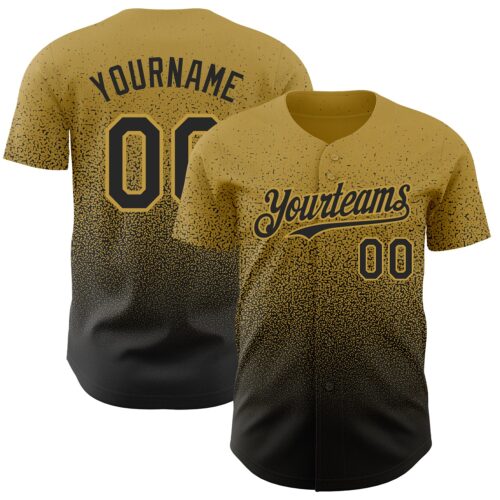 FadeFashion0675 Custom Old Gold Black Authentic Fade Fashion Baseball Jersey