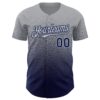 Custom Gray Navy Authentic Fade Fashion Baseball Jersey