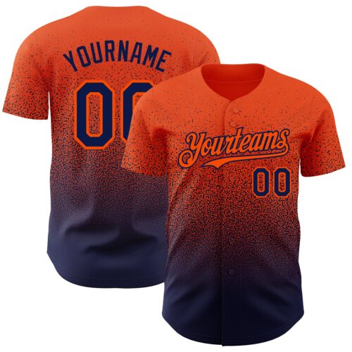 FadeFashion0681 Custom Orange Navy Authentic Fade Fashion Baseball Jersey