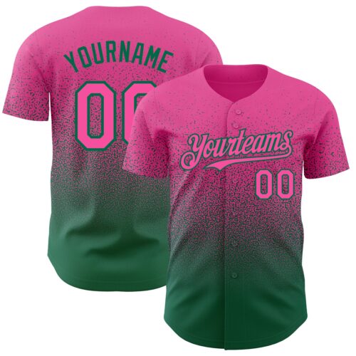 FadeFashion0690 Custom Pink Kelly Green Authentic Fade Fashion Baseball Jersey