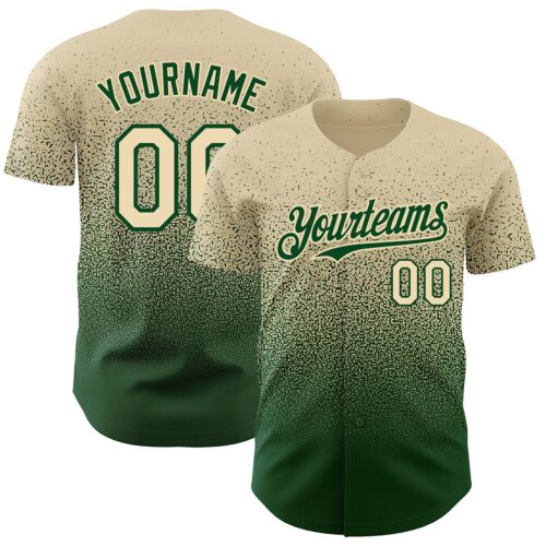 FadeFashion0692 Custom Cream Green Authentic Fade Fashion Baseball Jersey