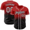 Custom Red Gray-Black Authentic Fade Fashion Baseball Jersey