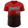 Custom Red Pinstripe Black-White Authentic Fade Fashion Baseball Jersey