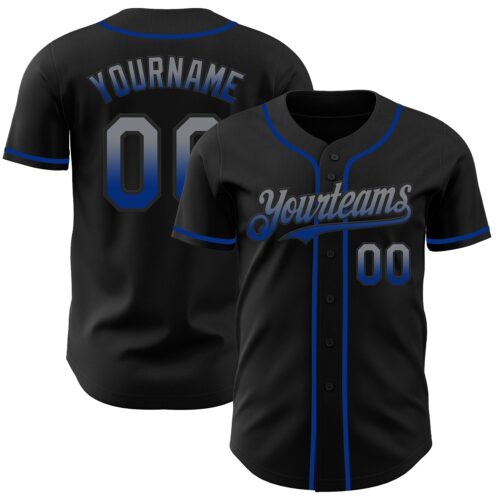 FadeFashion0849 Custom Black Gray-Royal Authentic Fade Fashion Baseball Jersey