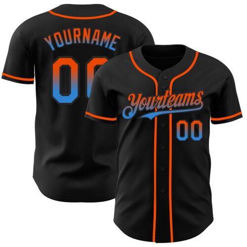 FadeFashion0852 Custom Black Orange-Electric Blue Authentic Fade Fashion Baseball Jersey