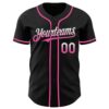 Custom Black White-Pink Authentic Fade Fashion Baseball Jersey