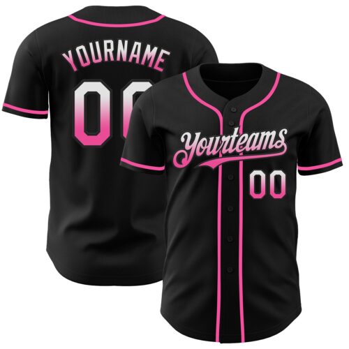 FadeFashion0853 Custom Black White-Pink Authentic Fade Fashion Baseball Jersey