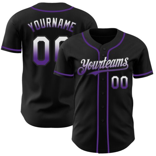 FadeFashion0862 Custom Black White-Purple Authentic Fade Fashion Baseball Jersey
