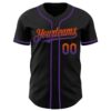 Custom Black Orange-Purple Authentic Fade Fashion Baseball Jersey