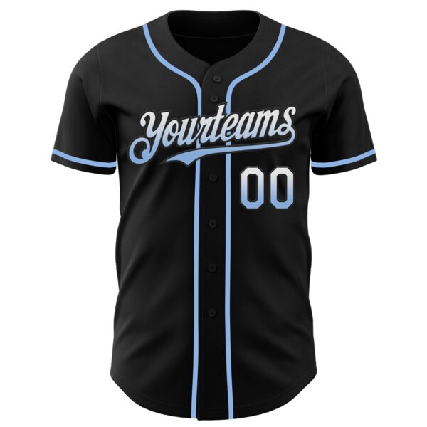 Custom Black White-Light Blue Authentic Fade Fashion Baseball Jersey