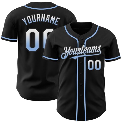 FadeFashion0877 Custom Black White-Light Blue Authentic Fade Fashion Baseball Jersey