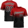 Custom Red Black-White Fade Fashion Performance T-Shirt