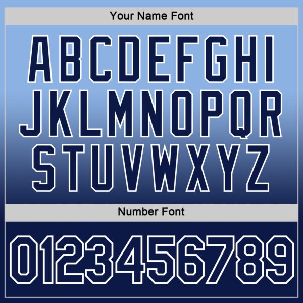 Custom Light Blue Navy-White Fade Fashion Performance T-Shirt