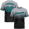 Custom Gray Teal-Black Fade Fashion Performance T-Shirt