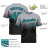 Custom Gray Teal-Black Fade Fashion Performance T-Shirt