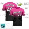 Custom Pink White-Black Fade Fashion Performance T-Shirt