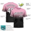 Custom Light Pink White-Black Fade Fashion Performance T-Shirt