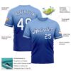 Custom Light Blue White-Royal Fade Fashion Performance T-Shirt