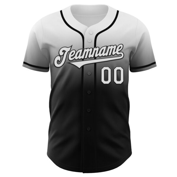 Custom White Black Authentic Fade Fashion Baseball Jersey