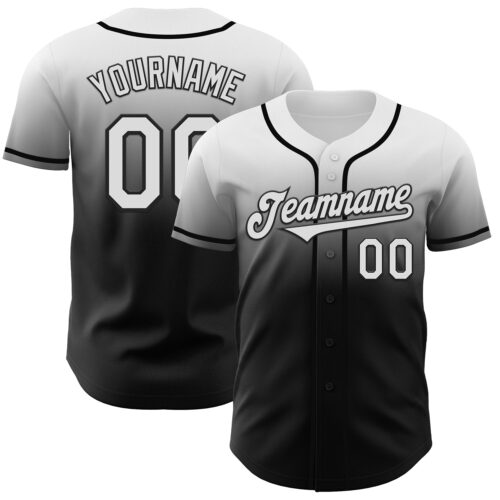 FadeFashion1001 Custom White Black Authentic Fade Fashion Baseball Jersey