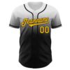 Custom White Gold-Black Authentic Fade Fashion Baseball Jersey