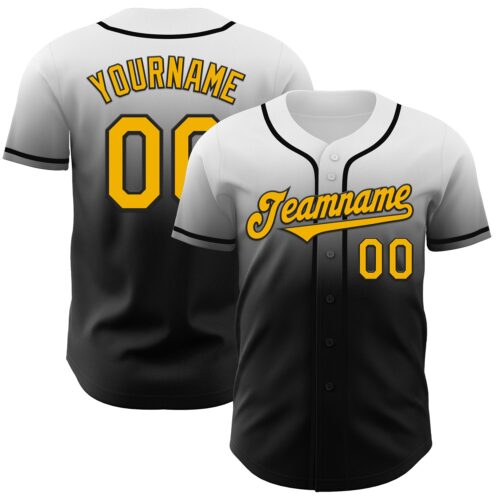 FadeFashion1004 Custom White Gold-Black Authentic Fade Fashion Baseball Jersey