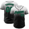 Custom White Kelly Green-Black Authentic Fade Fashion Baseball Jersey