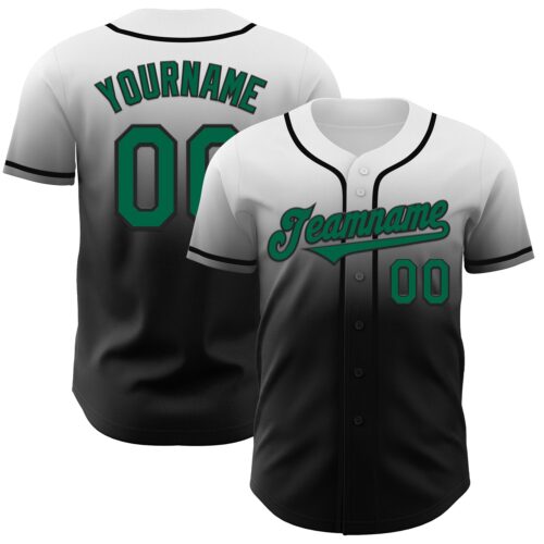 FadeFashion1008 Custom White Kelly Green-Black Authentic Fade Fashion Baseball Jersey