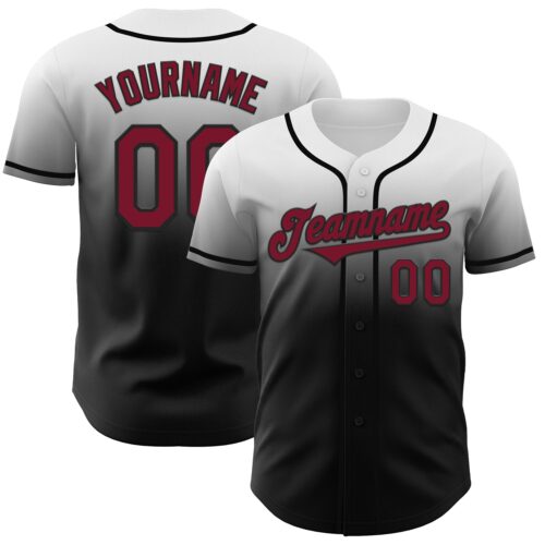 FadeFashion1010 Custom White Crimson-Black Authentic Fade Fashion Baseball Jersey