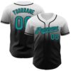 Custom White Teal-Black Authentic Fade Fashion Baseball Jersey