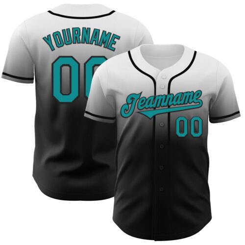FadeFashion1011 Custom White Teal-Black Authentic Fade Fashion Baseball Jersey