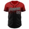 Custom Red Black-White Authentic Fade Fashion Baseball Jersey