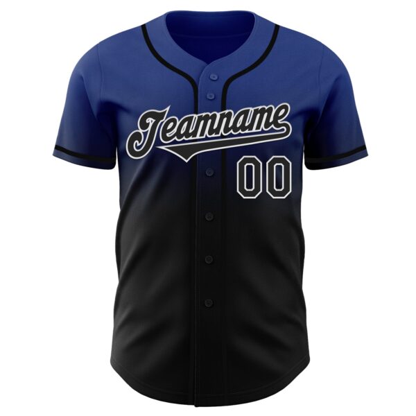 Custom Royal Black-White Authentic Fade Fashion Baseball Jersey