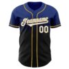 Custom Royal Black-Old Gold Authentic Fade Fashion Baseball Jersey