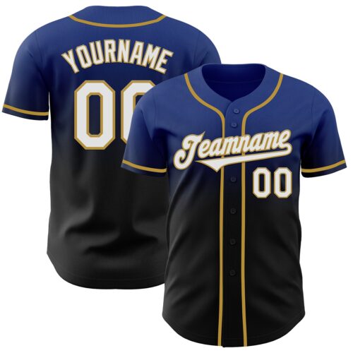 FadeFashion1023 Custom Royal Black-Old Gold Authentic Fade Fashion Baseball Jersey