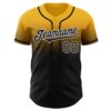 Custom Gold Black-White Authentic Fade Fashion Baseball Jersey