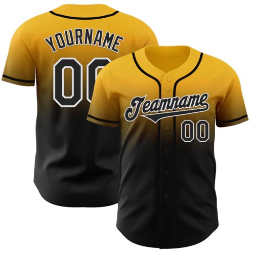 FadeFashion1030 Custom Gold Black-White Authentic Fade Fashion Baseball Jersey