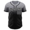 Custom Gray Black-White Authentic Fade Fashion Baseball Jersey