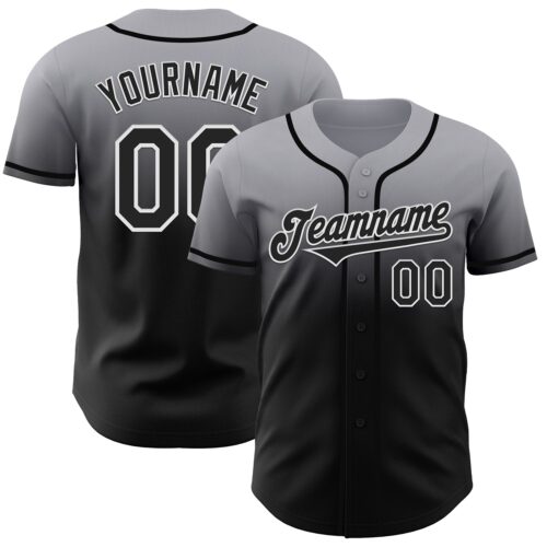 FadeFashion1034 Custom Gray Black-White Authentic Fade Fashion Baseball Jersey