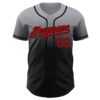 Custom Gray Red-Black Authentic Fade Fashion Baseball Jersey