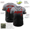 Custom Gray Red-Black Authentic Fade Fashion Baseball Jersey